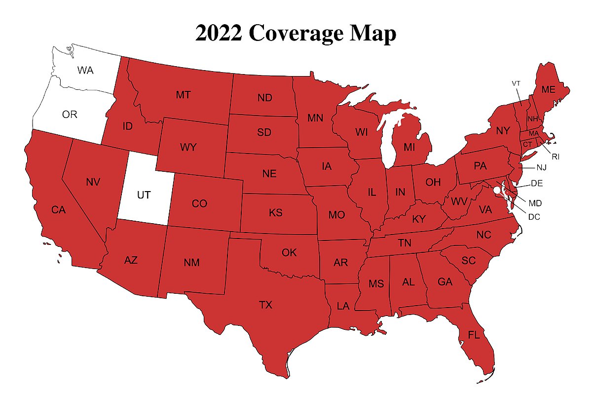 Red Diamond Wholesale Division Coverage Map
